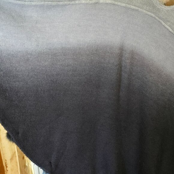 Sugar Ombre Gray Floral Poncho One Size Black Pom Pom Trim Flowy Brushed Cotton - Picture 9 of 9